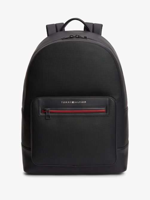 Metal Logo Textured Dome Backpack