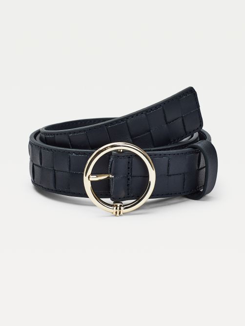 Woven Leather Monogram Belt