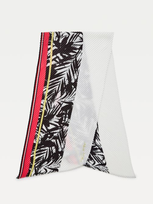 Pleated Palm Print Scarf
