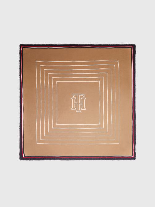 Monogram Leaf Print Square Scarf