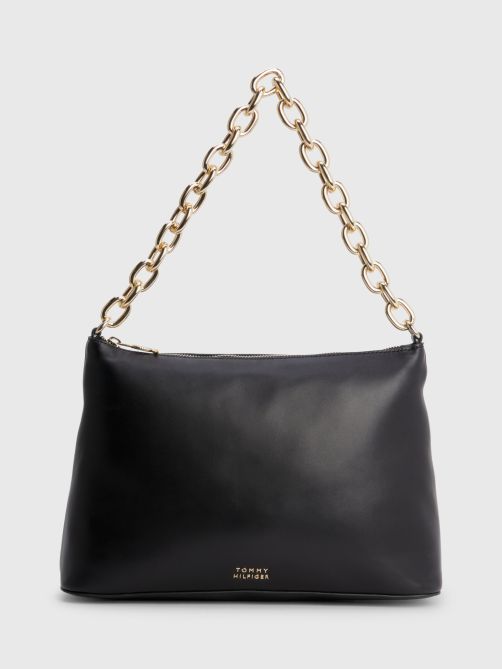 Chain Strap Leather Shoulder Bag