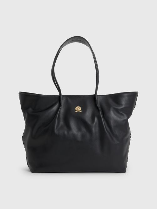 Leather Crest Plaque Tote