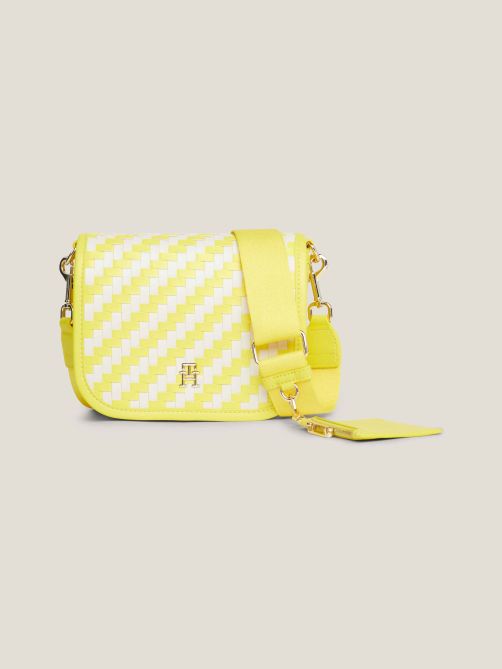 حقيبة كروس مخططة مزينة بحروف الشعار