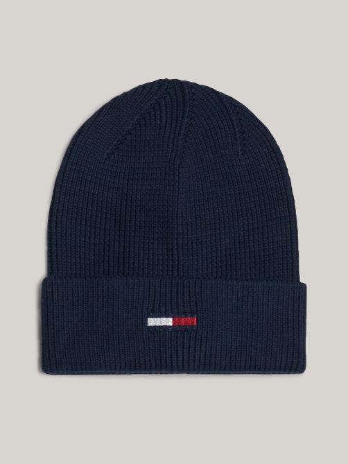 Elongated Flag Rib-Knit Beanie