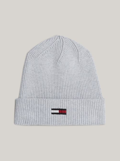 Elongated Flag Rib-Knit Beanie