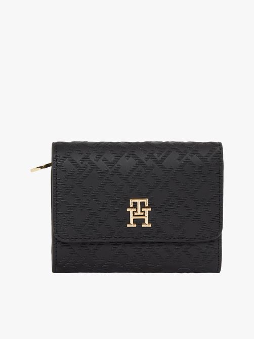 محفظة ثلاثية الطي بشعار مونوجرام TH