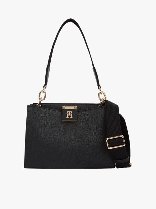 Pebble Grain Webbing Strap Satchel