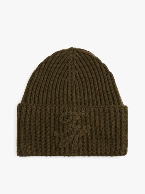 Tonal Logo Embroidery Beanie with Cashmere