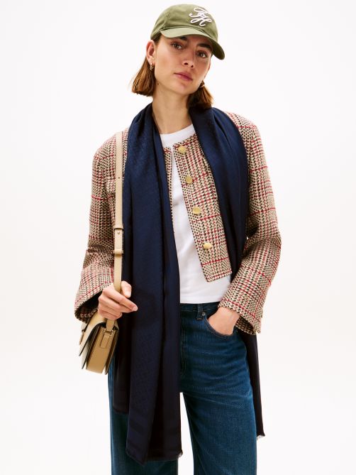 TH Monogram Frayed Scarf