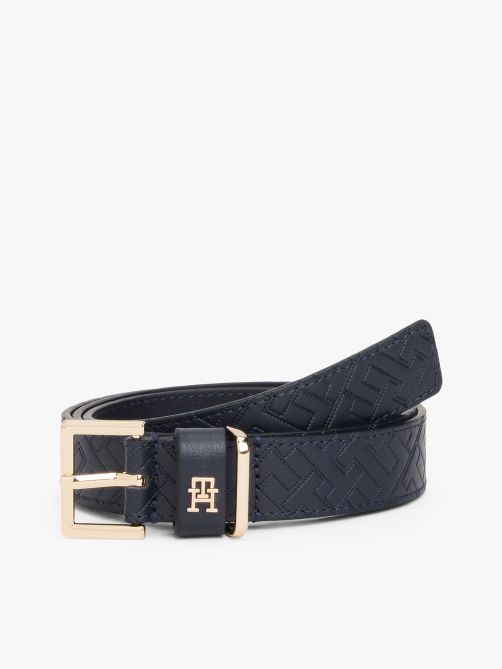 Leather Embossed Logo Belt
