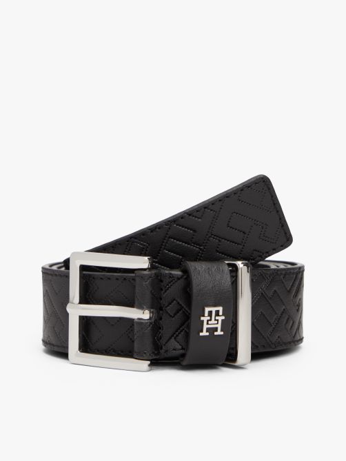 TH Monogram Square Buckle Leather Belt