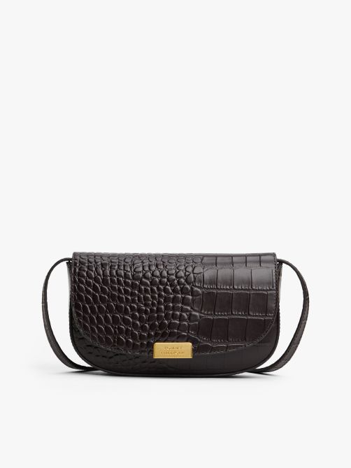 Croco-Print Leather Crossbody Bag
