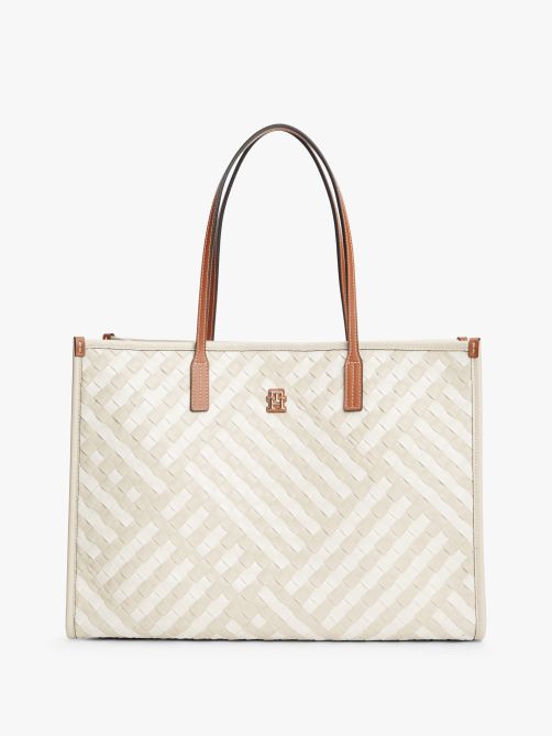City TH Monogram Woven Tote Bag