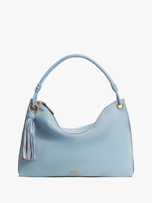 Suede Tassel Logo Shoulder Bag