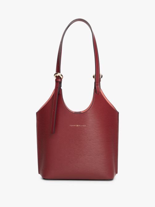 حقيبة توت عصرية مزينة بشعار معدني