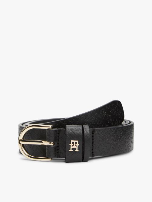 Essential TH Monogram Plaque Leather Belt