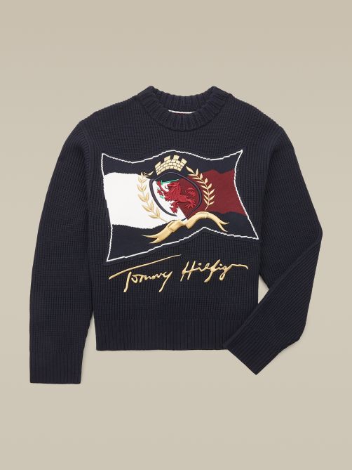 hcm crest embroidered sweater