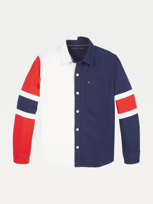 Colour-Blocked Cotton Shirt