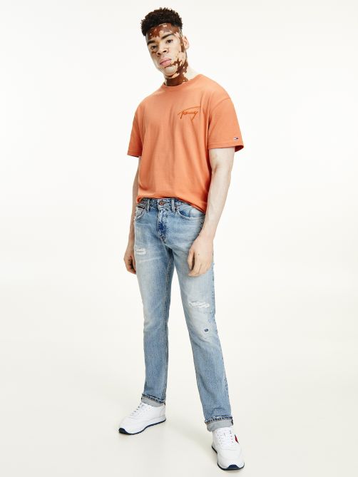 بنطلون جينز سليم بأجزاء ممزقة