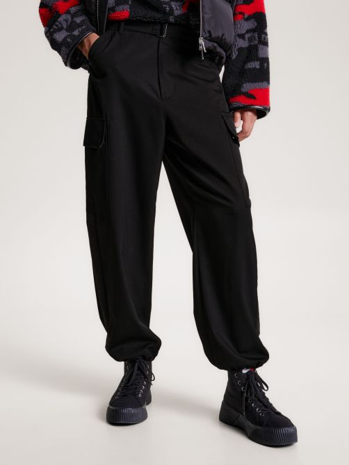 Wide Leg Belted Cargo Trousers