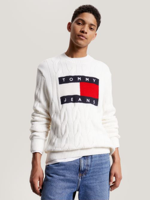 Essential Cable Knit Flag Badge Jumper