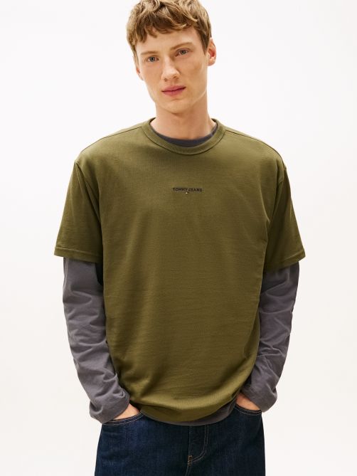 تيشيرت مريح مطرز بالشعار