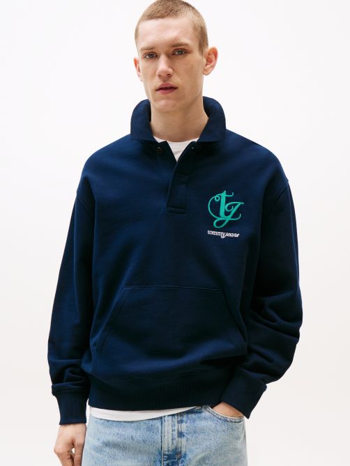 Embroidery Colour-Blocked Relaxed Sweatshirt