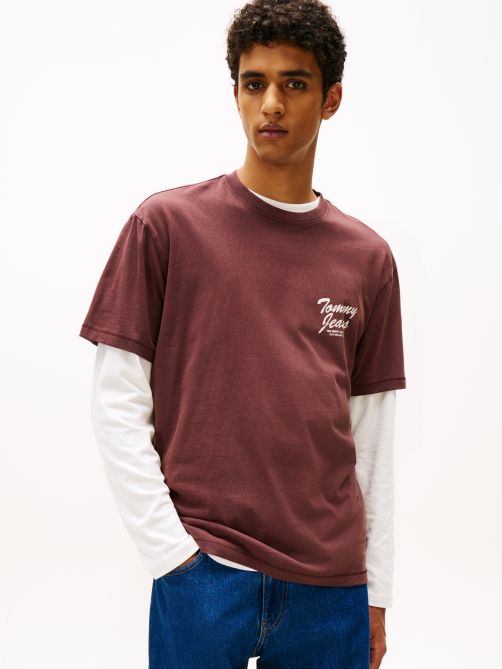 تيشيرت مريح بياقة دائرية وطبعة على الظهر