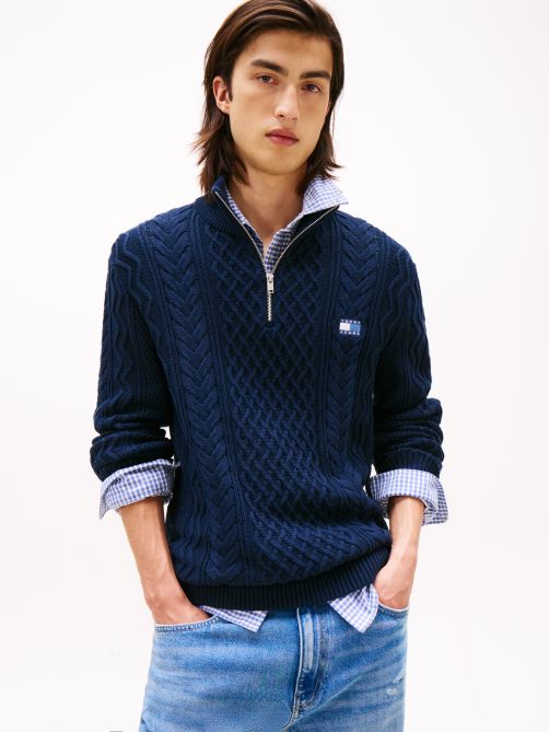 Cable Knit Quarter-Zip Slim Jumper