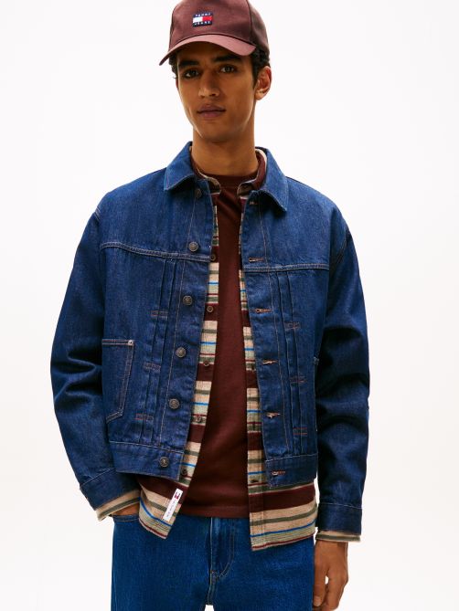 Pleated Denim Trucker Jacket
