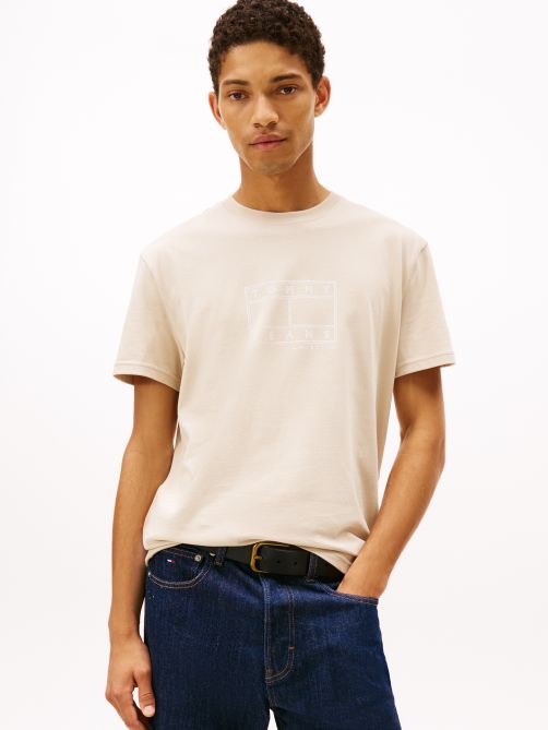 تيشيرت بياقة دائرية وطبعة الشعار