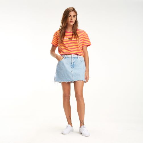 Distressed Denim Skirt