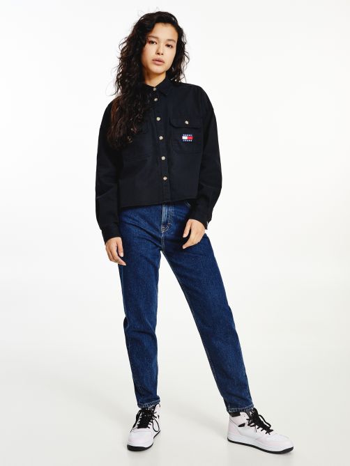 Tommy Badge Cropped Utility Shirt