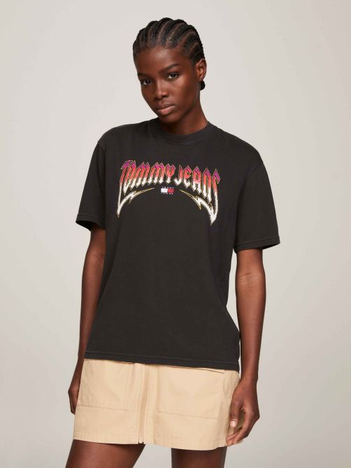 تيشيرت بقصة مريحة مزين بالشعار