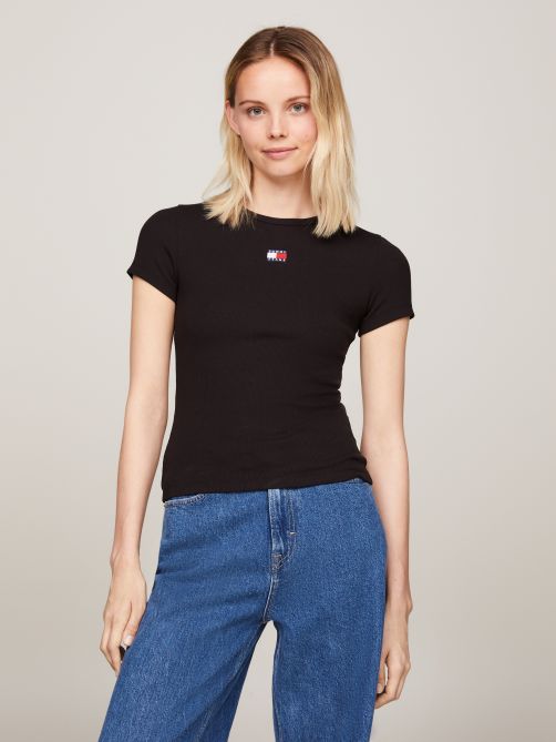 Tommy Badge Ribbed Slim T-Shirt