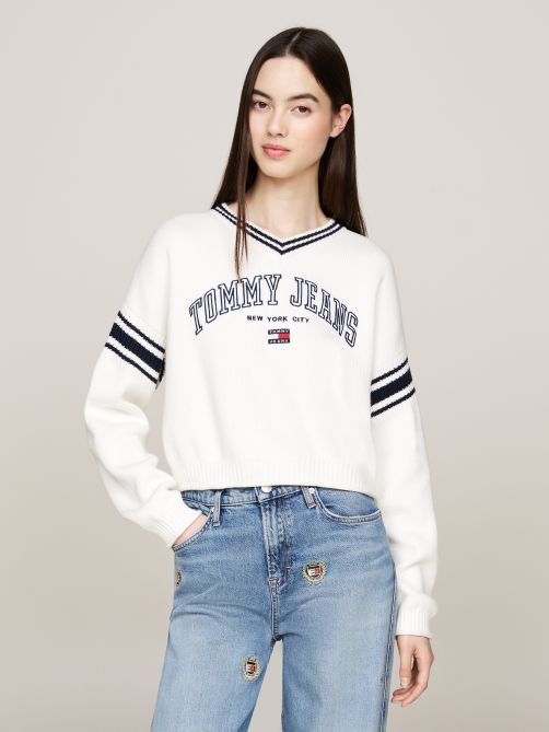 Varsity V-Neck Cropped Jumper