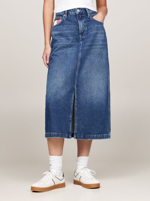 تنورة جينز متوسطة الطول