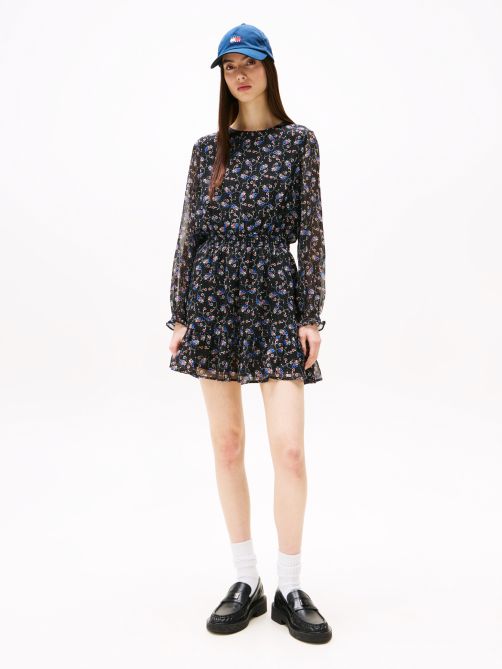 Floral Print Chiffon Mini Dress