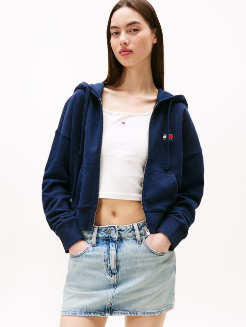 Minimal Boxy Crop ZIP Hoodie | Tommy Hilfiger