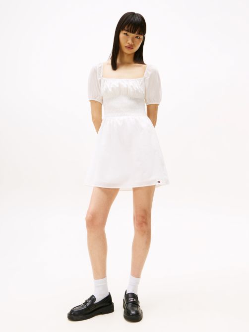 فستان ميني بفتحة مربعة من الفوال