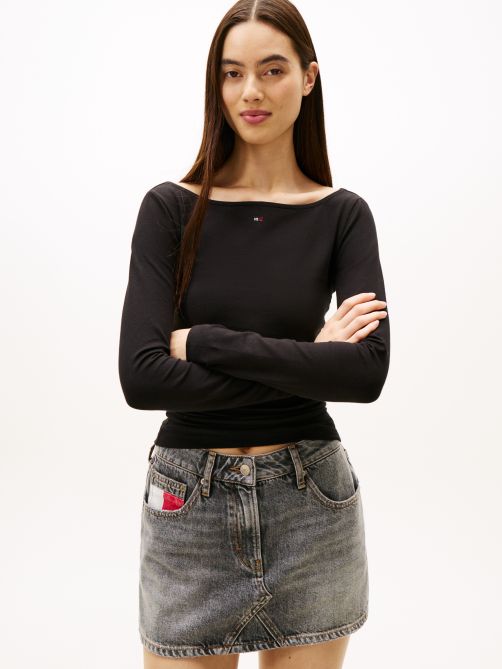 Diamante Flag Slim Long Sleeve Top