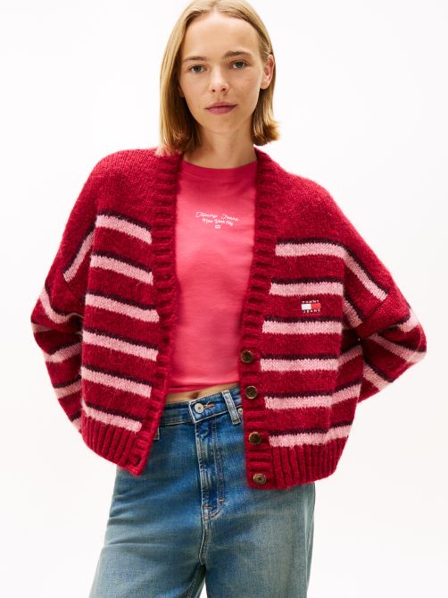 Tommy Badge Relaxed Stripe Cardigan