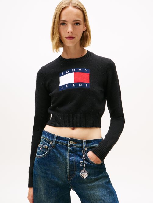 Tommy Flag Sequin Slim Jumper