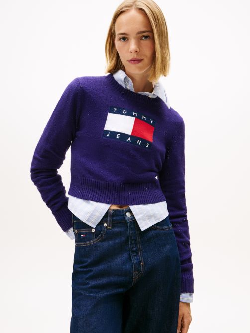 Tommy Flag Sequin Slim Jumper