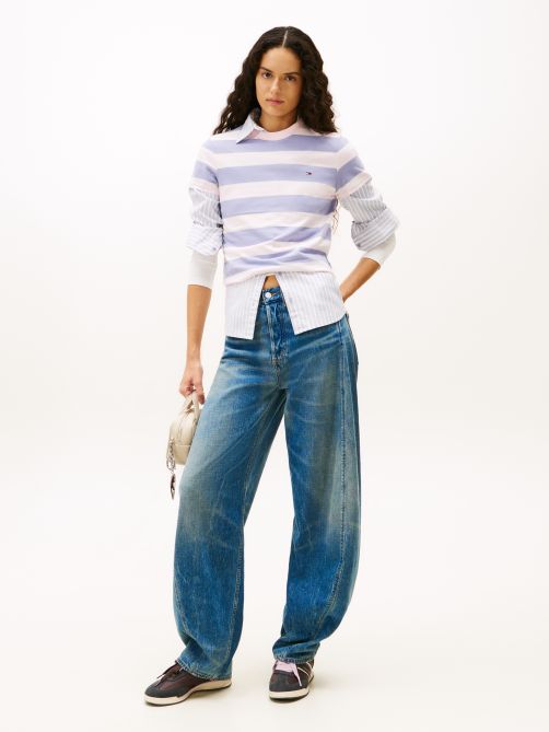 Mid Rise Wide Barrel Leg Jeans