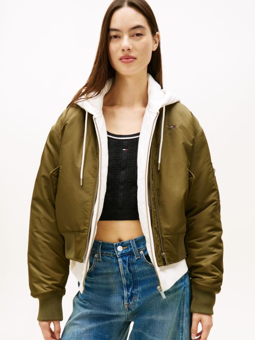 Sleeve Pocket Twill Bomber Jacket