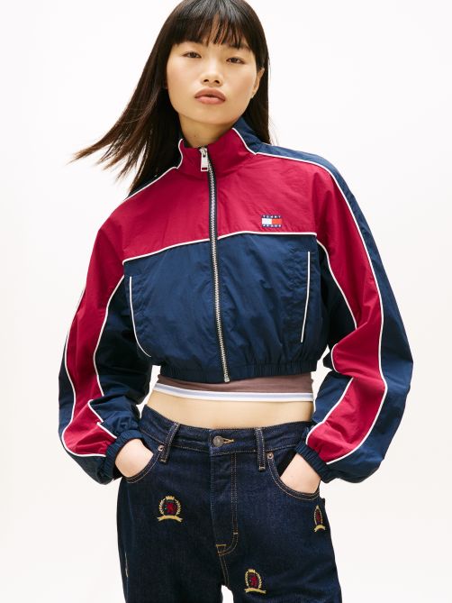 Tommy Badge Colour-Blocked Piping Crinkle Jacket
