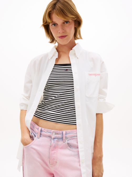 Oversized Fit Logo Embroidery Poplin Shirt