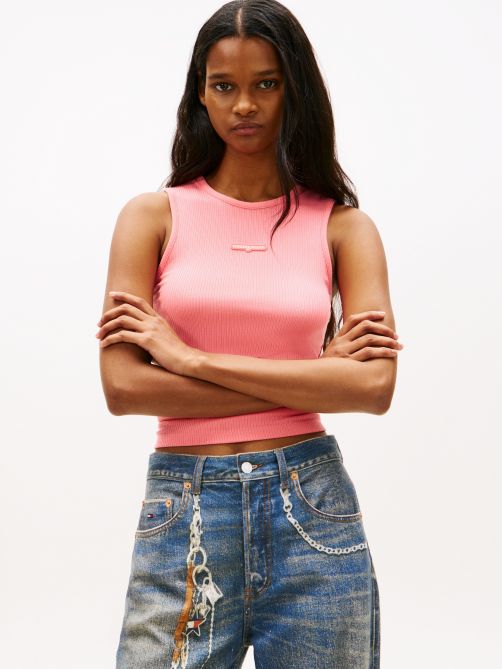 Logo Slim Ribbed Tank Top