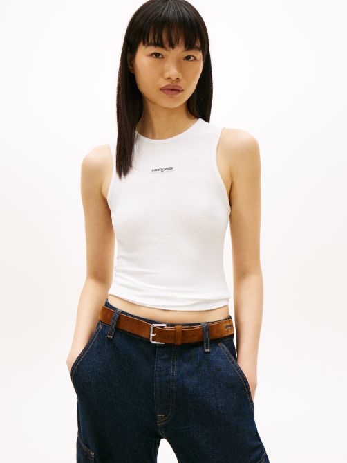 Logo Slim Ribbed Tank Top